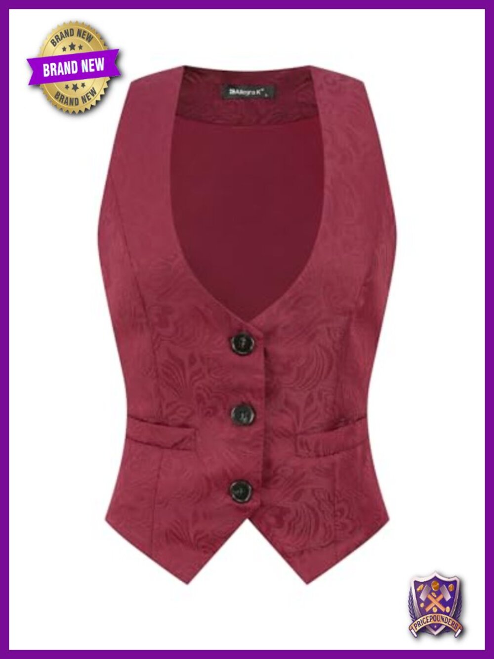Vintage Jacquard Waistcoat Vest with Welt Pockets